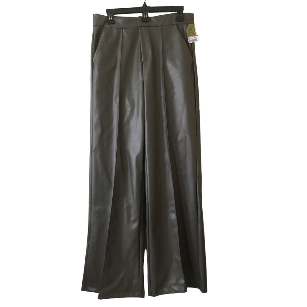 NWT Soho Apparel Young Contemporary XL Vegan Polyurethane Gray Pants Slip Pocket